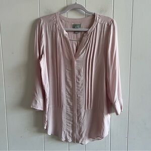 Antrhopologie Maeve Blush Pleated Blouse